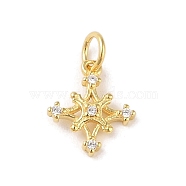 925 Sterling Silver Pave Clear Cubic Zirconia Star Charms, with Jump Rings & 925 Stamp, Golden, 12.5x10.5x1.5mm, Hole: 3.5mm(STER-K181-01B-G)