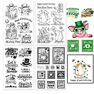 Elite 4 Sheets 4 Styles Saint Patrick's Day PVC Plastic Stamps, for DIY Scrapbooking, Photo Album Decorative, Cards Making, Stamp Sheets, Film Frame, Shamrock & Top Hat & Pig & Mouse & Word, Saint Patrick's Day Themed Pattern, 16x11x0.3cm, 1 sheet/style(DIY-PH0010-32)