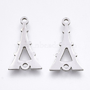 201 Stainless Steel Links connectors, Laser Cut Links, Eiffel Tower, Stainless Steel Color, 17.5x10x1mm, Hole: 1.5mm(X-STAS-S106-70P)