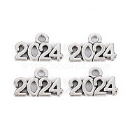 Tibetan Style Alloy Charms, Lead Free & Cadmium Free, Word 2024, Antique Silver, 9x14x1mm, Hole: 1.6mm, about 900pcs/500g(TIBE-S323-109AS-RS)