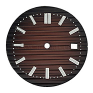 Luminous Glow in the Dark Brass Clock Face Dial, Flat Round, Coconut Brown, 30.8mm(CLOC-PW0001-03F)