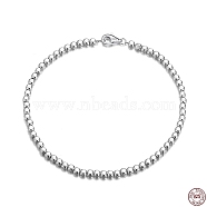 Rhodium Plated 925 Sterling Silver Ball Chain Bracelets, with S925 Stamp, Real Platinum Plated, 6-1/2 inch(16.5cm)(BJEW-I314-054A-P)