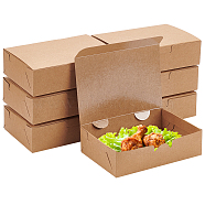 Disposable Kraft Paper Food Box, Fried Chicken Take-out Container for Restaurant, Catering and Home, Rectangle with Clover/None Pattern, Wheat, None Pattern, 13.5x9.7x3.6cm(CON-WH0084-36B)