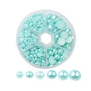 1caja de plástico abs imitación perla cúpula cabujones, semicírculo, turquesa pálido, 4~12x2~6mm, aproximamente 690 unidades / caja(SACR-JP0001-19)