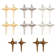 8 Sets 4 Colors Sparkling Star Shape Alloy Adjustable Jean Button Pins, Waist Tightener, Sewing Fasteners for Garment Accessories, Mixed Color, 34.5x37.5x4mm, 2 sets/color(DIY-FG0004-87)