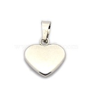 Trendy 304 Stainless Steel Blank Heart Pendants, Stainless Steel Color, 17x17x3.5mm, Hole: 8x4mm(STAS-N012-38P)