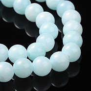 Natural Jade Beads Strands, Round, Dyed, Lt.Turquoise, about 10mm in diameter, hole: 1mm, about 40 pcs/strand, 16 inch(X-JBR10mm-4)
