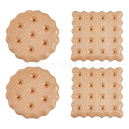 4Pcs 2 Style Wooden Cup Mats, Imitation Biscuit Coasters, Mixed Patterns, 88~90x12mm, 2pcs/style(AJEW-FH0003-35)