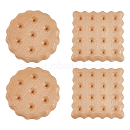 SUPERFINDINGS 4Pcs 2 Style Wooden Cup Mats, Imitation Biscuit Coasters, Mixed Patterns, 88~90x12mm, 2pcs/style(AJEW-FH0003-35)