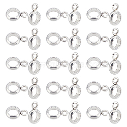 304 Stainless Steel Tube Bails, Loop Bails, Ring, Stainless Steel Color, 9x6x2mm, Hole: 1.5mm, Inner Diameter: 4mm, 100pcs/box(STAS-UN0005-62)