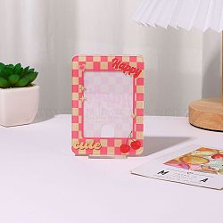 Acrylic Photo Frame Stand, Rectangle, Hot Pink, 105x75mm(ZXFQ-PW0001-079A-02)