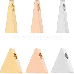 Unicraftale 6Pcs 6 Style 201 Stainless Steel Charms, for Simple Necklaces Making, Stamping Blank Tag, Laser Cut, Triangle, Mixed Color, 7.5~10x4~8.5x3mm, Hole: 1.6~1.8mm, 1pc/style(STAS-UN0036-59)