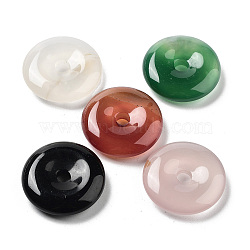 Natural Mixed Stone Donut/Pi Disc Charms, 30x7.5mm, Hole: 3.5~5mm(G-P520-02)