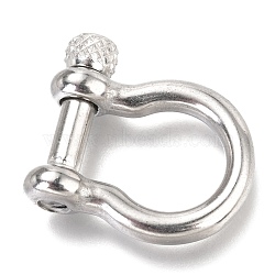 304 Stainless Steel D-Ring Anchor Shackle Clasps, Stainless Steel Color, 24.5x22x7.5mm(STAS-H142-07P)