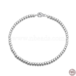 Rhodium Plated 925 Sterling Silver Ball Chain Bracelets, with S925 Stamp, Real Platinum Plated, 6-1/2 inch(16.5cm)(BJEW-I314-054A-P)