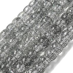 Transparent Spray Painting Crackle Glass Beads Strands, Column, Gray, 8x6mm, Hole: 1.2mm, about 65pcs/strand, 15.55''(39.5cm)(GLAA-NH0001-05I)