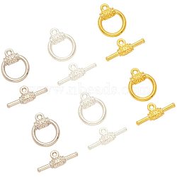 Alloy Toggle Clasps, Ring, Mixed Color, toggle: 18x14.5x4mm, hole: 1.5mm, bars: 22x9x3.5mm, hole: 1.5mm.(PALLOY-PH0005-07)