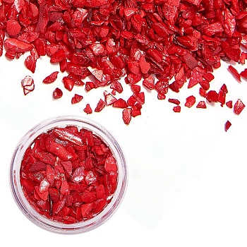 Shell Chip, Manicure Nail Art Decoration, Red, 0.5~10x0.5~7x0.1~3mm, about 3g/box