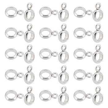 304 Stainless Steel Tube Bails, Loop Bails, Ring, Stainless Steel Color, 9x6x2mm, Hole: 1.5mm, Inner Diameter: 4mm, 100pcs/box