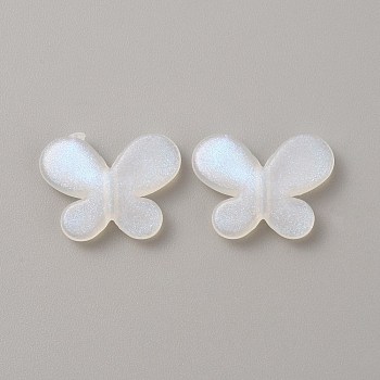 Transparent Resin Beads, Glitter Beads, Butterfly, White, 15x19.5x4.5mm, Hole: 1.8mm