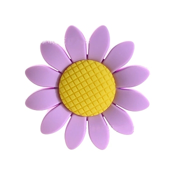 Sunflower Food Grade Silicone Beads, Chewing Beads For Teethers, DIY Nursing Necklaces Making, Lilac, 40mm