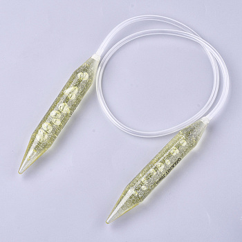 PVC Wire PC Circular Knitting Needles, Pale Goldenrod, 80x2cm