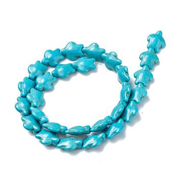 Dyed Synthetic Turquoise Bead Strands, Tortoise, Turquoise, 15x12x6mm, Hole: 1mm, about 28pcs/strand, 15.4 inch