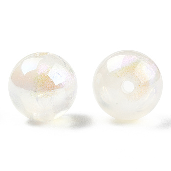 ABS Plastic Imitation Pearl Beads, AB Color Plated, Round, Creamy White, 12mm, Hole: 1.8mm