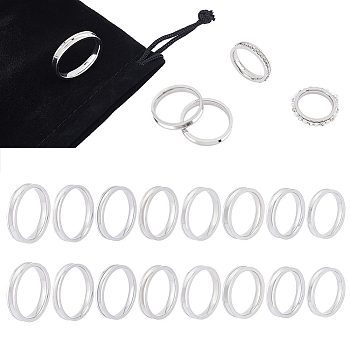 24Pcs 8 Size 201 Stainless Steel Grooved Finger Rings Set for Men Women, Stainless Steel Color, US Size 6 3/4(17.1mm)~US Size 14(23mm), 3pcs/size