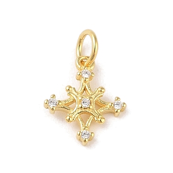 925 Sterling Silver Pave Clear Cubic Zirconia Star Charms, with Jump Rings & 925 Stamp, Golden, 12.5x10.5x1.5mm, Hole: 3.5mm