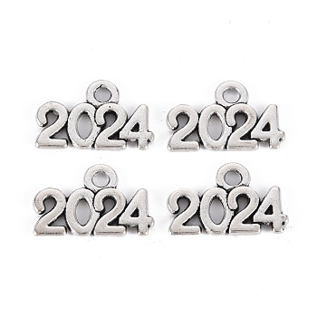 Tibetan Style Alloy Charms, Lead Free & Cadmium Free, Word 2024, Antique Silver, 9x14x1mm, Hole: 1.6mm, about 900pcs/500g