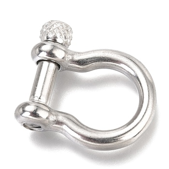 304 Stainless Steel D-Ring Anchor Shackle Clasps, Stainless Steel Color, 24.5x22x7.5mm