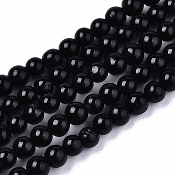 Natural Black Onyx Beads Strands,  Dyed & Heated,  Round, 4mm, Hole: 0.5mm, about 96~98pcs/strand, 14.96 inch(38cm)