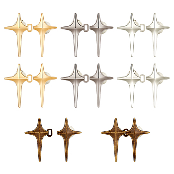 8 Sets 4 Colors Sparkling Star Shape Alloy Adjustable Jean Button Pins, Waist Tightener, Sewing Fasteners for Garment Accessories, Mixed Color, 34.5x37.5x4mm, 2 sets/color