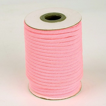 Round Polyester Cords, Pink, 4mm, about 21.87 yards(20m)/roll