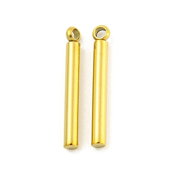 Ion Plating(IP) 304 Stainless Steel Pendants, Column Bar Charm, Real 18K Gold Plated, 17x2mm, Hole: 1.2mm