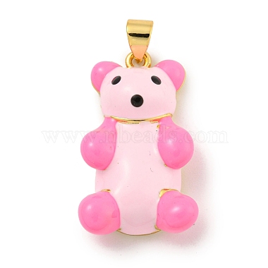 Real 18K Gold Plated Pink Bear Brass Pendants