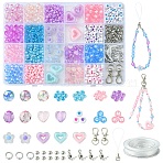 DIY Mobile Straps Making Kits, Including Glass Seed Beads and Acrylic Beads, Mobile Phone Strap, Mixed Color, 4~5x2.5~4.5mm, hole: 1.2~1.5mm(DIY-YW0012-48)