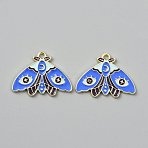 Alloy Enamel Pendants, Butterfly Charm, Cornflower Blue, 21.5x28x1.5mm, Hole: 2mm(FIND-WH20004-24A)