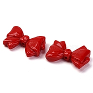 Baking Paint Opaque Acrylic Beads, Bowknot, Red, 21x29x8mm, Hole: 2mm(MACR-D024-02A)