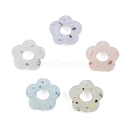Marbled Stone Style Opaque Acrylic Beads, Flower, Mixed Color, 14x14.5x3.8mm, Hole: 1.5mm(OACR-G009-06)