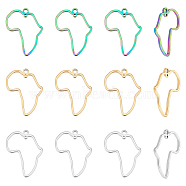 12Pcs 3 Colors Africa Map 304 Stainless Steel Connector Charms, Laser Cut, Mixed Color, 26x20x1.5mm, Hole: 0.8~1.8mm, 4pcs/color(STAS-UN0038-78)