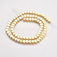 Electroplate Non-magnetic Synthetic Hematite Beads Strands, Heart, Golden Plated, 5x6x2mm, Hole: 1mm, about 81~83pcs/strand, 16.1 inch~16.5 inch(G-K239-18A)