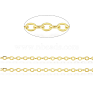 Brass Cable Chains, Soldered, with Spool, Nickel Free, Golden, 2.5x2x0.3mm, about 82.02 Feet(25m)/roll(CHC-S009-002G-NF)