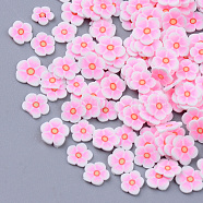Handmade Polymer Clay Cabochons, Fashion Nail Art Decoration Accessories, Flower, Pearl Pink, 4~7x4~x0.5~2mm, about 3500~4000pcs/50g(X-CLAY-N006-35A)
