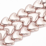 Electroplate Non-magnetic Synthetic Hematite Beads Strands, Heart, Rose Gold Plated, 12x13x4mm, Hole: 1mm, about 37pcs/strand, 15.7 inch(G-T061-87RG)