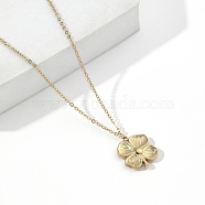 201 Stainless Steel Pendant Necklaces for Women, Clover, Golden, 16.22 inch(41.2cm)(NJEW-D055-07G)