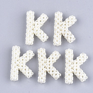 Handmade ABS Plastic Imitation Pearl Woven Beads, Letter, Letter.K, 33x20~21x7~8mm(X-FIND-T039-18-K)