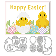 2Pcs 2 Styles Carbon Steel Cutting Dies Stencils, for DIY Scrapbooking, Photo Album, Decorative Embossing Paper Card, Stainless Steel Color, Chick & Easter Egg, Chick Pattern, 8.3~9.9x7.1~9.6x0.08cm, 1pc/style(DIY-WH0309-747)