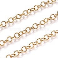 3.28 Feet Ion Plating(IP) 304 Stainless Steel Rolo Chains, Unwelded, Oval, Golden, 5x0.8mm(X-CHS-L014-06G)